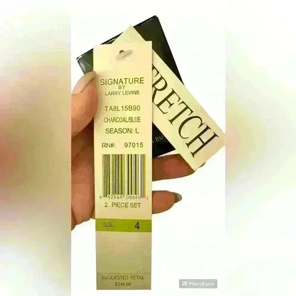 NWT - Interview Suit-SIGNATURE SUIT BYLARRY LEVINE COLOR CHARCOAL/BLUE - Picture 4 of 4